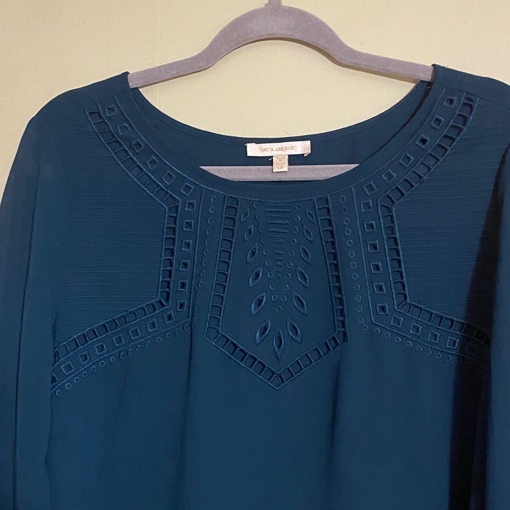 Skies Are Blue Dark Teal Blouse - Picture 3 of 5